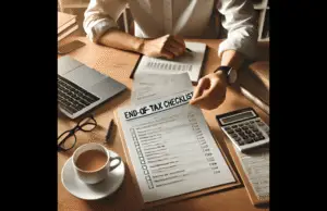 Person reviewing end-of-year tax checklist